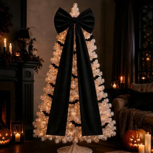 Knitgrip 1 Pack 20x71 in Christmas Large Velvet Bows, Black - Image 4