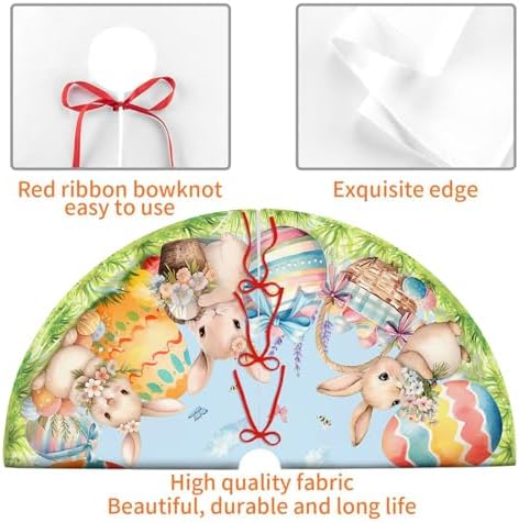 Easter Bunny Eggs Tree Skirt 36 Inch Rabbit Christmas Tree Skirt Xmas Ornaments for Holiday Party Decorations Indoor Outdoor - Image 4