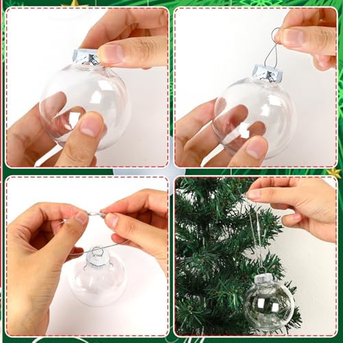 200 Sets 18 mm Silver Christmas Ornament Caps and Hangers String - Image 5