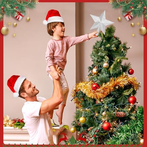 Glitter Christmas Star Tree Topper for Holiday Decorations, Christmas Tree Decoration for Holiday Ornament and Home Decor, Shatterproof Tree Toppers for Party Indoor ??? Outdoor-Silver 10 inch - Image 5