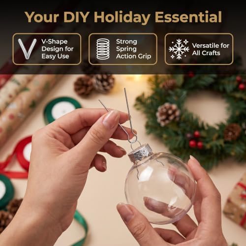 Ipetboom 300pcs Christmas Ball Cap Hooks, Metal V Shape Ornament Hanger - Image 3