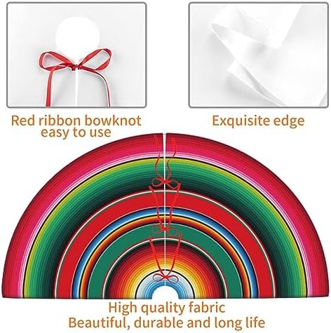 Mexican Blanket Serape Stripe Pattern Sarapes Mantel Mexicano Colorful 36 Inch Christmas Tree Skirt Carpet Mat Funny Party Decor Supplies for Xmas Halloween Decorations Occasion Ornament - Image 5