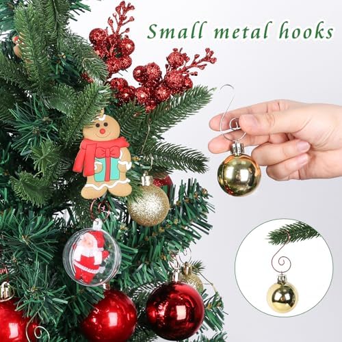 Christmas Ornament Hooks, Christmas Ornament Hangers 120Pcs, Mix Color Small Metal Decorative Ornament Hooks for Xmas Tree Decorations-Silver & Green & Red - Image 3