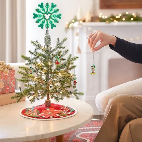 Hallmark Disney Mickey and Minnie Mouse 5" Miniature Christmas Tree Topper and Mini Ornaments, Set of 5, Shatterproof - Image 2