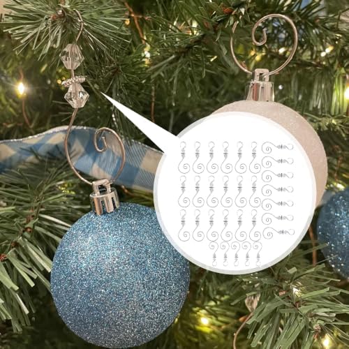 30 Pcs Christmas Ornament Hooks, S-Shaped Decorative Hangers with Crystal Beaded, Metal Wire Hooks for Christmas Tree Decorations, Suncatcher & Party Crafts (Silver & Crystal Beads) - Image 4