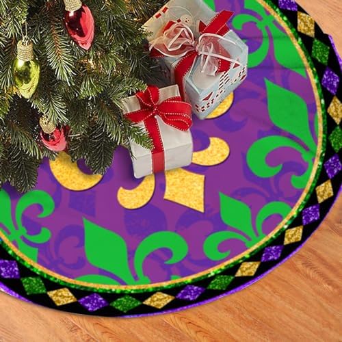 Mardi Gras Decorations Carnival Tree Skirt, Tree Mat Holiday Party Supplies Ornaments Indoor Outdoor Decorations 48 in by YAGEDOVIU