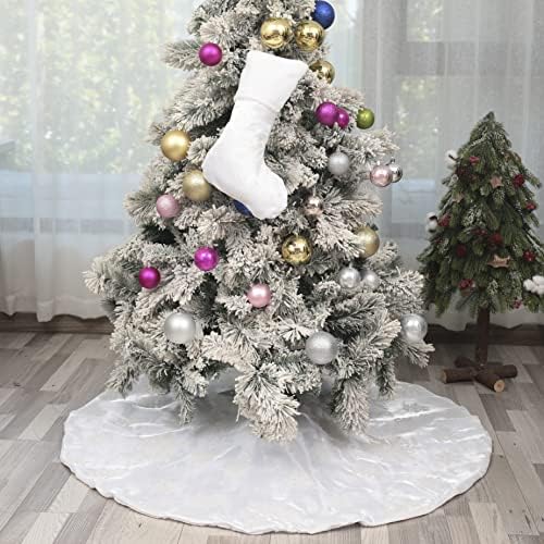 Flash World 36 Inch Large Christmas Tree Skirt Xmas Soft Cover Mat Decor Snowflake Collar Farmhouse Tree Skirt for Holiday Ornaments Party Home Indoor Decorations (Flocking White, 36INCH) - Image 4