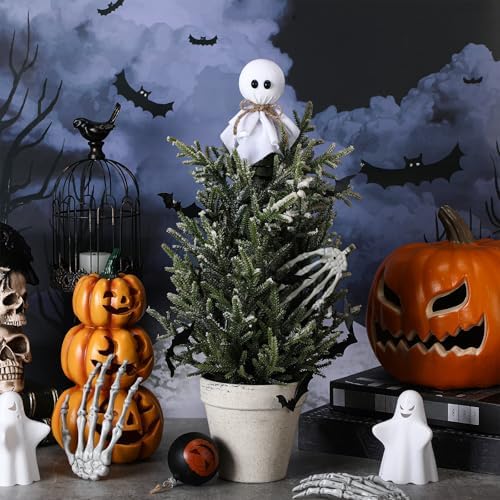 Suncalla Halloween Ghost Tree Topper Velvet Ghost 5.5 Inch Spooky - Image 3