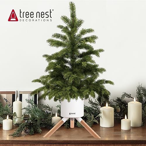 Tree Nest Christmas Tree Stand Base for 3ft 4ft 5ft Modern Tabletop Christmas for Real Small Tree Mini Christmas Tree Holder for Xmas Tree Decoration White - Image 6