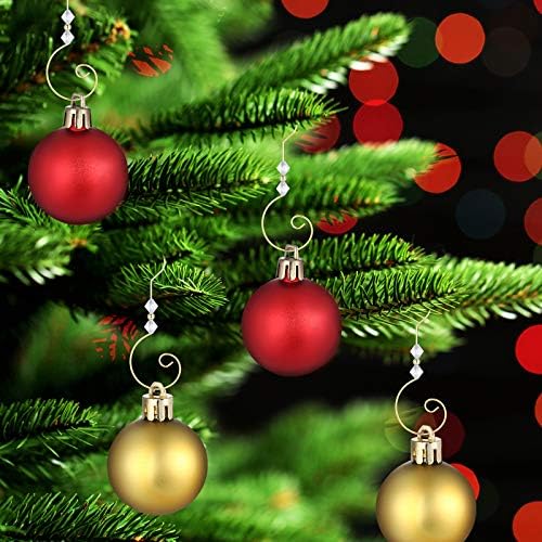 Ripeng 72 Pieces Hook Ornament Acrylic Wire Hook Decoration for Tree Hanger, Home Decor, 4 Styles (Gold Transparent Bead) - Image 6