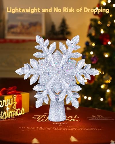 Christmas Snow Tree Topper with Built-in Led Snowflake Projector Lights - Image 6