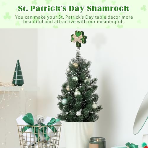 Zomiboo St Patrick's Day Miniature Tree Topper with Lucky Shamrock Decoration St Patrick's Day Ornaments Irish Theme Tree Decoration for Holiday Party Supplies Gift - Image 5