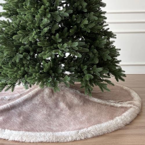 Huntsman High-Pile Faux Fur Christmas Tree Skirt with Hidden Slide Clasp Closure and Durable Microfiber Backing (Arctic Gray, 60-Inch) by StarryDynamo