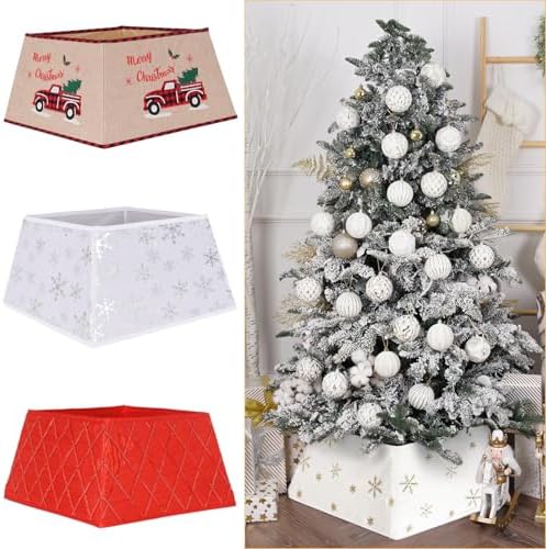 Christmas Tree Collars for Atificial Trees, 24 Inch Snowflake Christmas Skirt, Base Cover,Holiday Home Decor Ring (Snow White, Medium) - Image 3