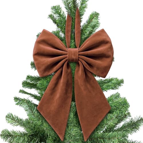 Janinka Brown Christmas Tree Topper Bow 22" Big,Velvet by Janinka