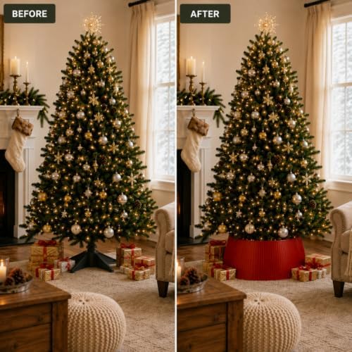 27in Christmas Tree Collar, Red Tree Skirt Alternative, Tree Base Cover for Decorations, Skirt Base Stand Protection from Pets, Fits Majority Tree Stands (Red) - Image 2