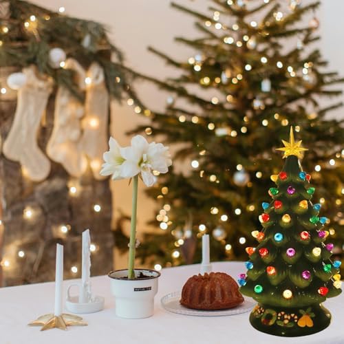 Vintage Ceramic Christmas Tree Replacement Bulbs - 140Pcs Medium Light Bulbs Ornaments and 3Pcs Topper Stars - Image 7