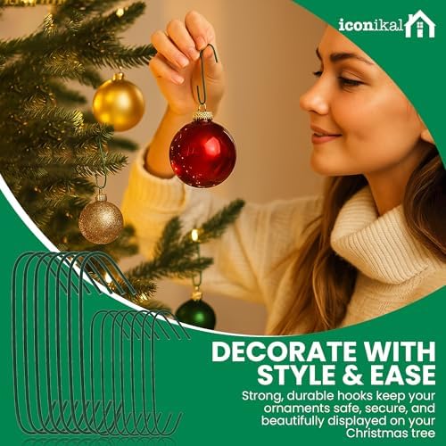 Iconikal 450 Pack Heavy Duty Green Christmas Tree Ornament Hooks 1.4 & 2.5" - Image 2