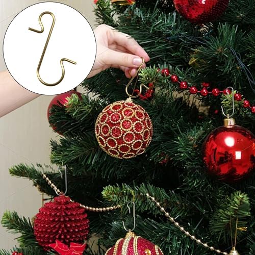 120PCS 1.18Inch S-Shaped Christmas Ornament Metal Hooks, Golden Bendable Hanging Hook for Christmas Tree Decoration, Party, Festival Activity, Holiday - Image 4