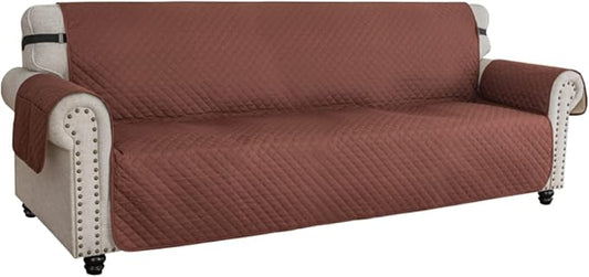 XINEAGE Oversized Sofa Cover Waterproof Couch Covers for 3 Cushion Couch, Soft Washable Slipcover with Pockets & Non-Slip Elastic Straps, Thick Furniture Protector (XL-Sofa, Coffee)