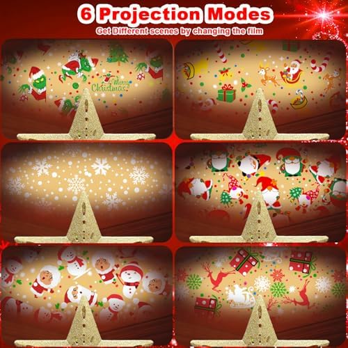10" Christmas Tree Topper Star Lighted with 6 Projection Modes, Light Up Christmas Tree Topper Built-in LED Rotation Light, 3D Glitter Dynamic Projector Tree Top for Xmas Party Decorations Gift - Image 2