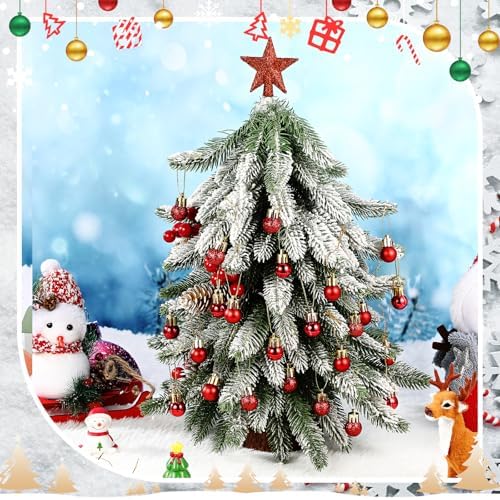 RoundFunny 25 Pcs Mini Christmas Balls Ornaments Set 0.79 Inch Christmas Day Ball Topper Star Tree Hanging Ornaments for Party Decoration(Red) - Image 6