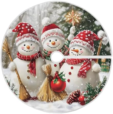 Family Snowmen Christmas Tree Skirt Small Xmas Tree Skirts Decorations 36 in Burlap Tree Mat Cover for 4 ft Trees Holiday Party by BOENLE-WELCOMEYOURCOMING
