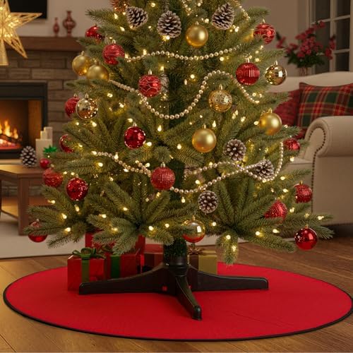 Hortsun 360 Degree Rotating Christmas Tree Stand with 30'' Mat Electric Revolving Base Stand Holder for up to 7.5ft Spinning Xmas Tree with Built-in Electrical Outlet and 2 Settings Trunk Diameter - Image 5