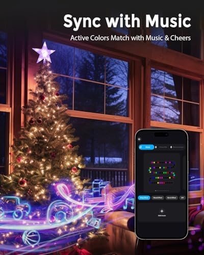 Christmas Tree Topper Star with 10 RGB LEDs, 9" Lighted Clear Star, App & Remote Control, Timer, USB Powered, Music Sync, Color Changing Treetop for Xmas New Year Holiday Tree Decoration - Image 4