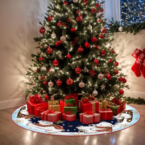 Christmas Polar Bear Tree Skirt Decorations Xmas Tree Mat 48 Inch Winter Christmas Decor for Home - Image 5