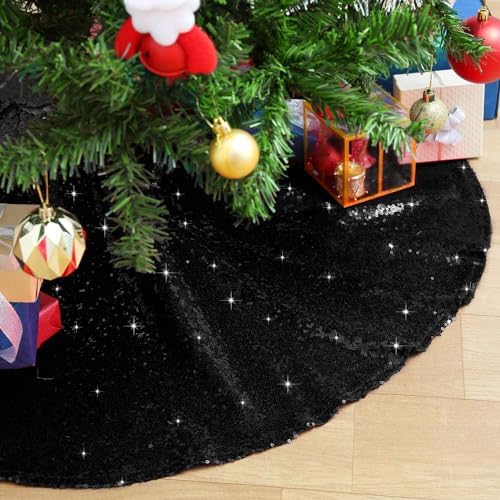Sequin Christmas Tree Skirt Glitter Tree Mat Halloween Tree Skirt Halloween by B-COOL