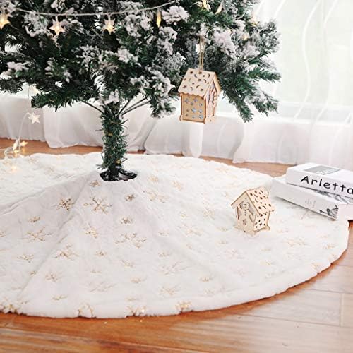 Christmas Tree Skirt 30/36/49 inches Xmas White Tree Skirts Snowflake Embroidery for Christmas Decorations Holiday Party 198 Gold 78 by Kaximd