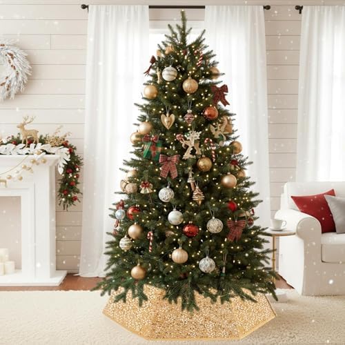 Christmas Tree Collar with Sparkling Sequin Tree Skirt for Holiday Home Decor Xmas Tree Ring(Champagne, X-Large) - Image 6