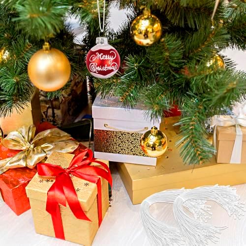 Christmas Hooks for Ornaments, 200 PCS White Christmas Ornament String Ribbon Hangers with Snap Hanging Ropes Hooks Cords Locking Xmas Holiday Tree Decorations Toddler Proof Adjustable Pendant - Image 2