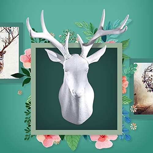 Notakia White Deer Head Wall Decor Deer Antlers Wall Sculpture Faux Taxidermy Wall Animal Head 19.69 x 11.81 x 15.75 inches