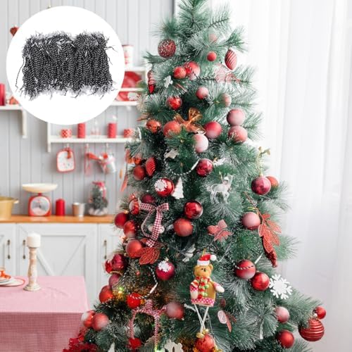 500pcs Christmas Ornament Hooks Cotton Ropes: Rustic Ribbon Hangers String Hanging Tree for Christmas Xmas Decorations(Black) - Image 3