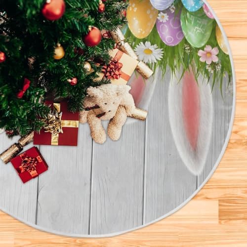 SUABO Easter Grass Eggs Christmas Tree Skirt 48 Inch, Xmas Tree Floor Door Mat for Party Decoration Holiday Decor Home Indoor Outdoor - Image 5