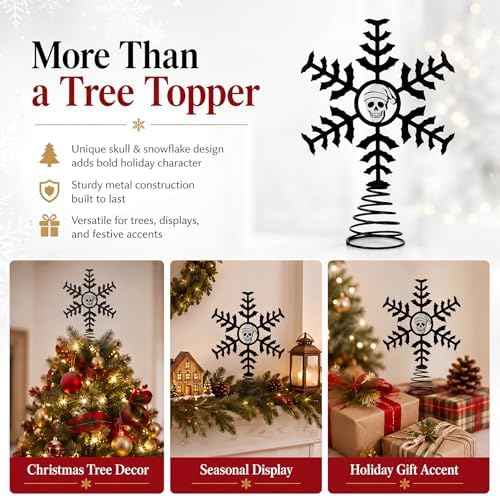 Soulchen Christmas Snowflake Tree Topper Metal Gothic Halloween Decor - Image 6