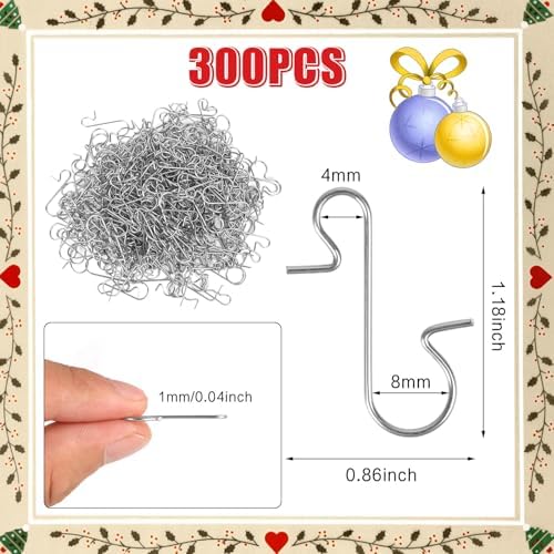 CCINEE 300pcs Ornament Hooks for Christmas Trees, Mini Silver Christmas Tree Ornament Hangers Heavy Duty Bendable Metal Hooks for Hanging Ornaments - Image 3