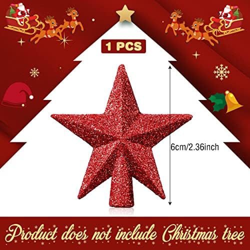 Hanaive Christmas Tree Topper Mini Star Small, Red, 2.36 Inch, Glitter - Image 2