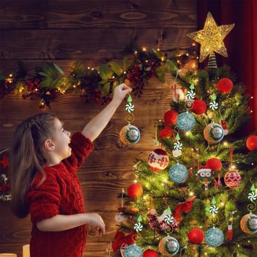 12 Pcs Christmas Ornament Hooks for Hanging Decorations, Candy Xmas Tree Bead Wire Hangers Tree Decorating Hangers Decor for Christmas Party Decoration (Green) - Image 5