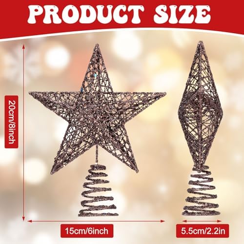 Bememo 8 Inches Glitter Star Christmas Tree Topper Shimmery,Gold, Brown - Image 2