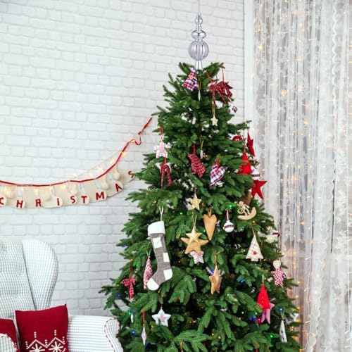BESPORTBLE Vintage Christmas Tree Topper - 9 Inch Plastic Finial, Hand-Painted Glitter Treetop Decoration for Xmas Holiday & New Year, Shiny Tree Toppers - Image 4