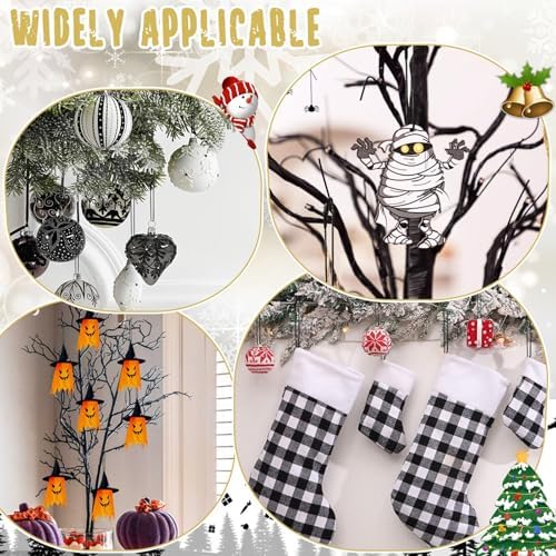 JUNEBRUSHS 600PCS Black Halloween Ornament Hooks Ornament Hangers with Snap - Image 4