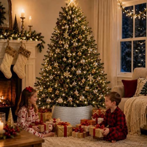 Inside Out Home Christmas Tree Skirt, Xmas Metal Tree Collar 27 Inch Diameter Base, Christmas Large Collar for Real or Artificial Tree, Xmas Decorations - Image 2