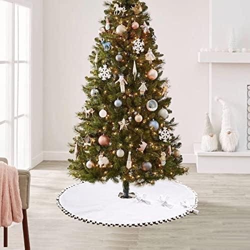 Plain White Christmas Tree Skirt 36 inch Tree Skirt for Christmas Decor - Image 5