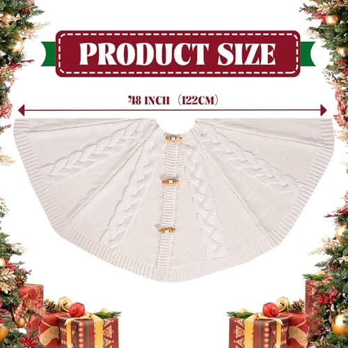 48 Inches White Knitted Christmas Tree Skirt - Image 2