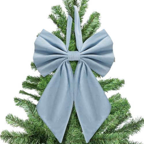 Janinka Dusty Blue Christmas Tree Topper Bow 22" Big,Velvet by Janinka