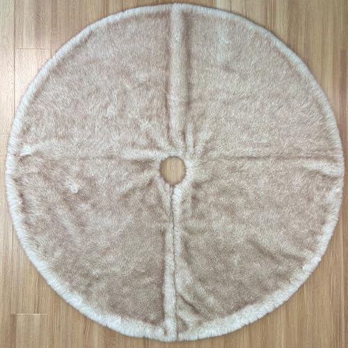 Huntsman High-Pile Faux Fur Christmas Tree Skirt with Hidden Slide Clasp Closure and Durable Microfiber Backing (Arctic Gray, 60-Inch) - Image 3