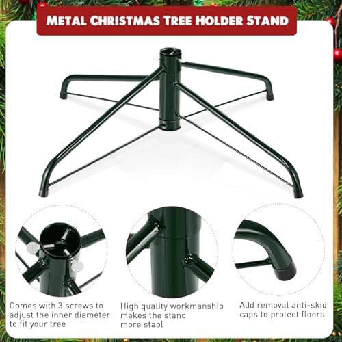 Roowest Folding Christmas Tree Stand Artificial Xmas Tree Base Holder Replacement Metal Tree Base for Artificial Christmas Tree(Green, 20 Inch) - Image 3